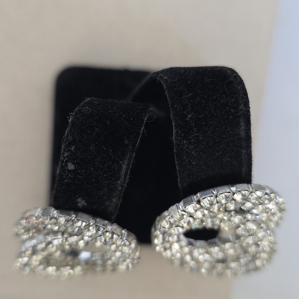Statement Silver Interlocking Circles With Clear Rhinestones - Picture 6 of 9